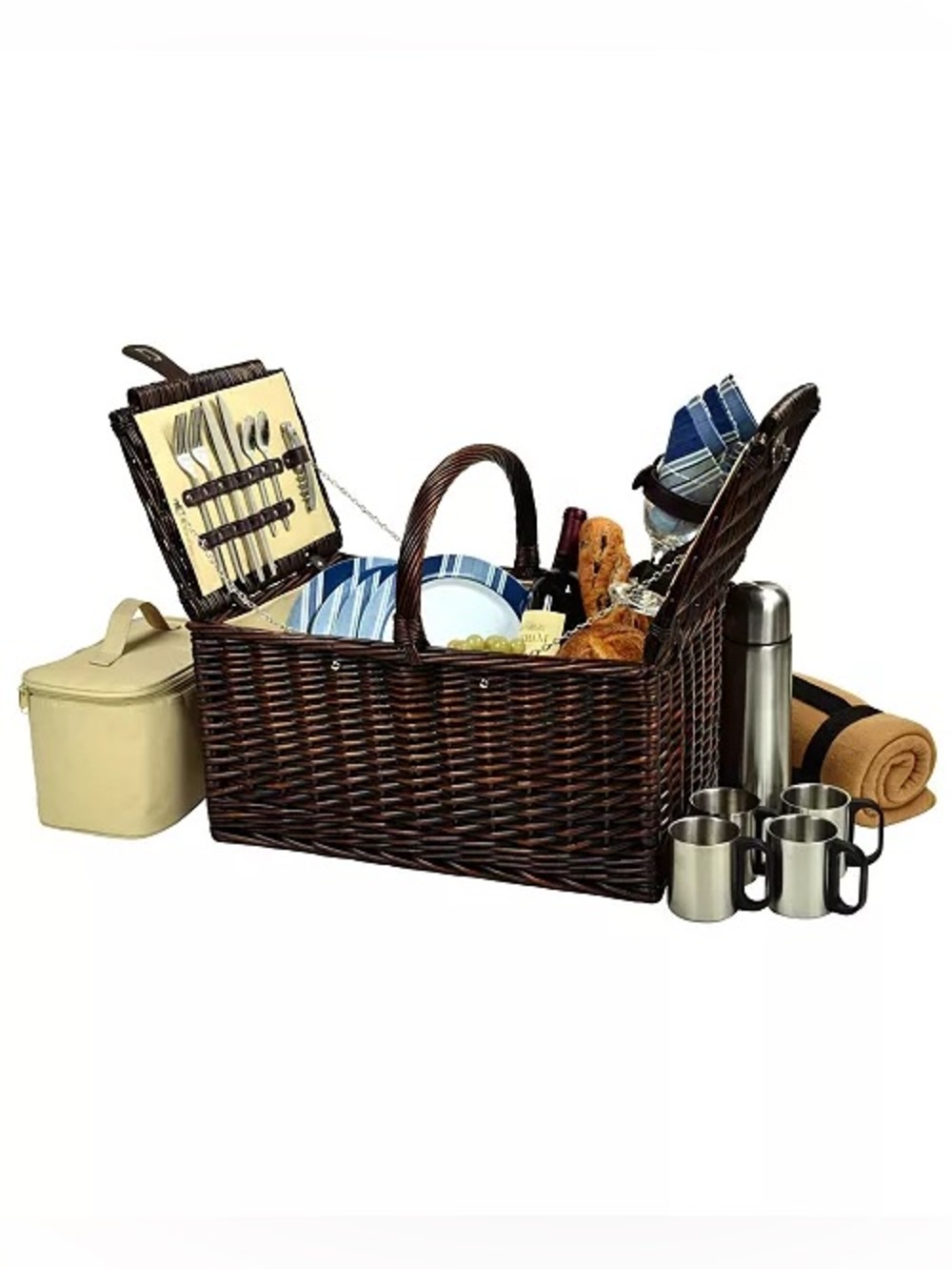 Picnic at Ascot Buckingham Willow Wicker Picnic Basket for 4